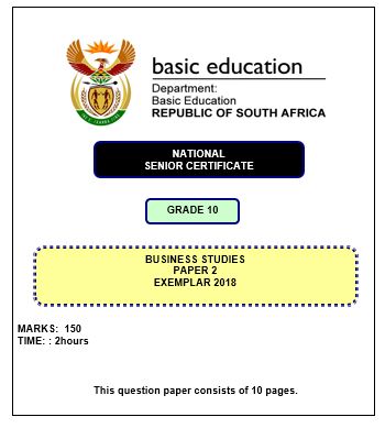 Gr 10 November Examination Exemplar Question Paper 2 | WCED ePortal