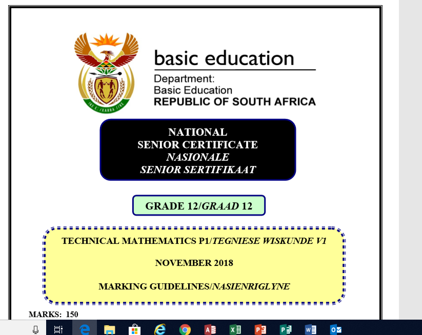 NSS NOV 2018 Tegniese Wiskunde Vraestel 1 | WCED ePortal