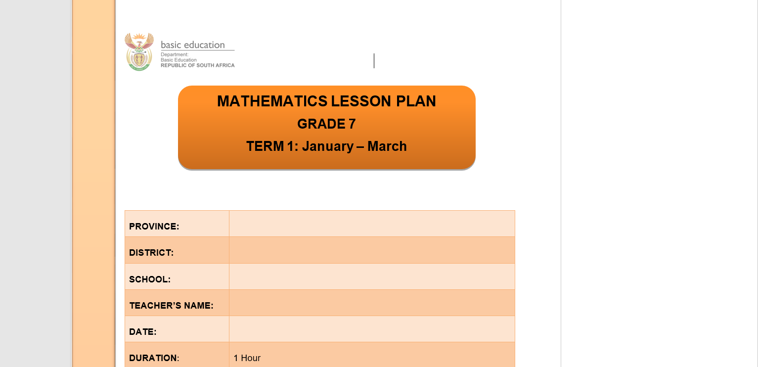 Mathematics Grade 7 Term 1 Lesson 1 WHOLE NUMBERS WCED EPortal