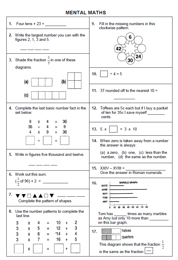 Grade 4 Mental Maths Test | WCED ePortal
